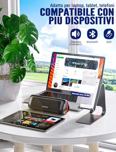 UOHHBOE Portable Bluetooth Speaker Powerful 30W Bluetooth Speaker 5.3 Pairing TWS 24 Hours Connection Distance 30 m Colourful LED Light for Hands-Free Calling AUX for Outdoor Party