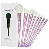 Makeup Brush Set, Becoyou 8 Pieces Professional Cosmetic Brushes Kit Face Eye Shadow Eyebrow Lip Foundation Blush Powder Liquid Cream Blending Brush, Purple