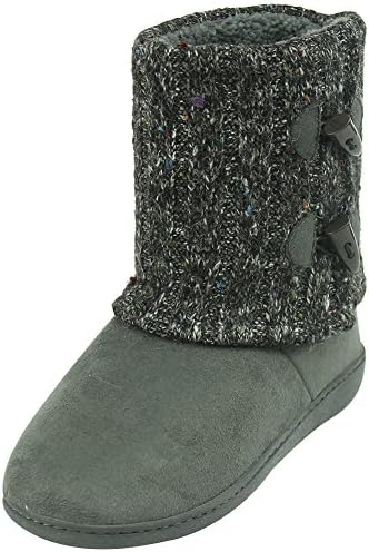 Forfoot Women's Warm Winter Comfy Faux Cashmere Fleece Indoor Bedroom Boot Slippers House Dark Grey US Womens Size 10/11