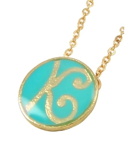 Color Dorado Pammyj Verde Menta Collar Con Colgante Letra K
