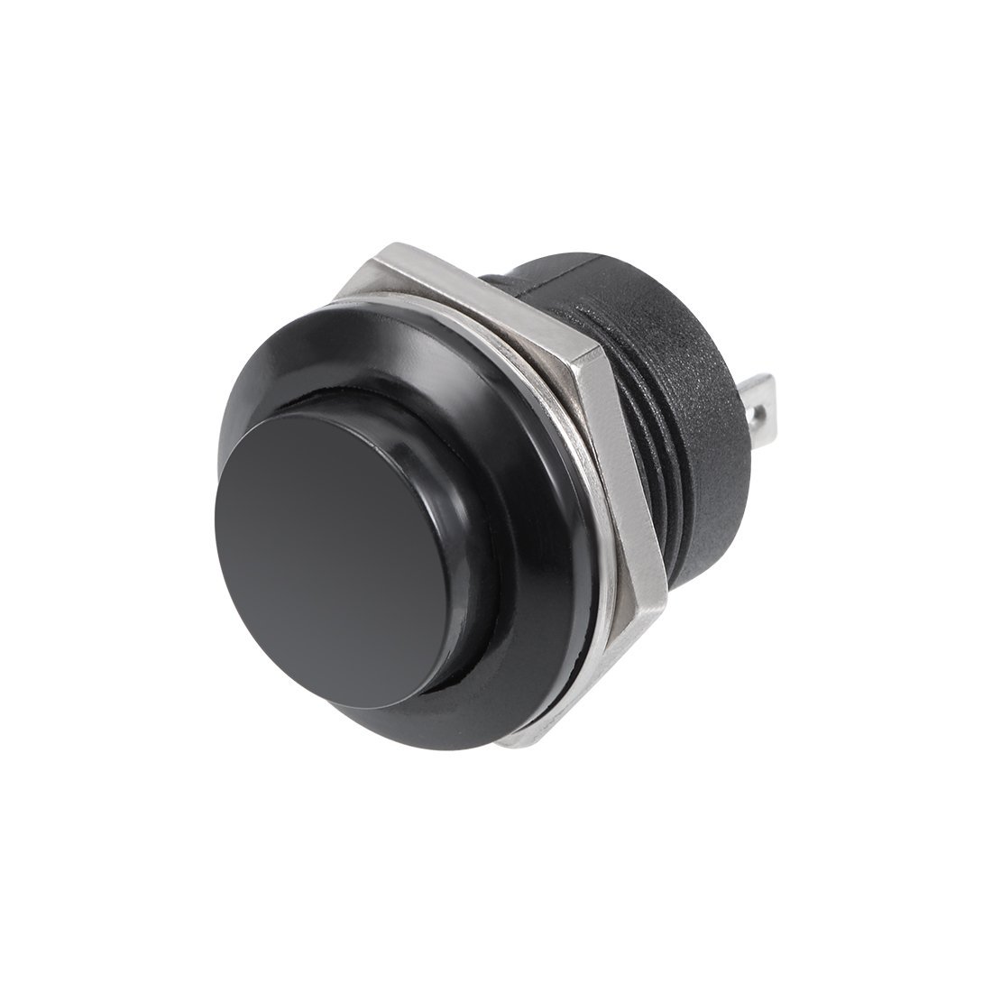 sourcing map 5Pcs,16mm Black Momentary Push Button Switch Round Raised Button R13-507 SPST NO