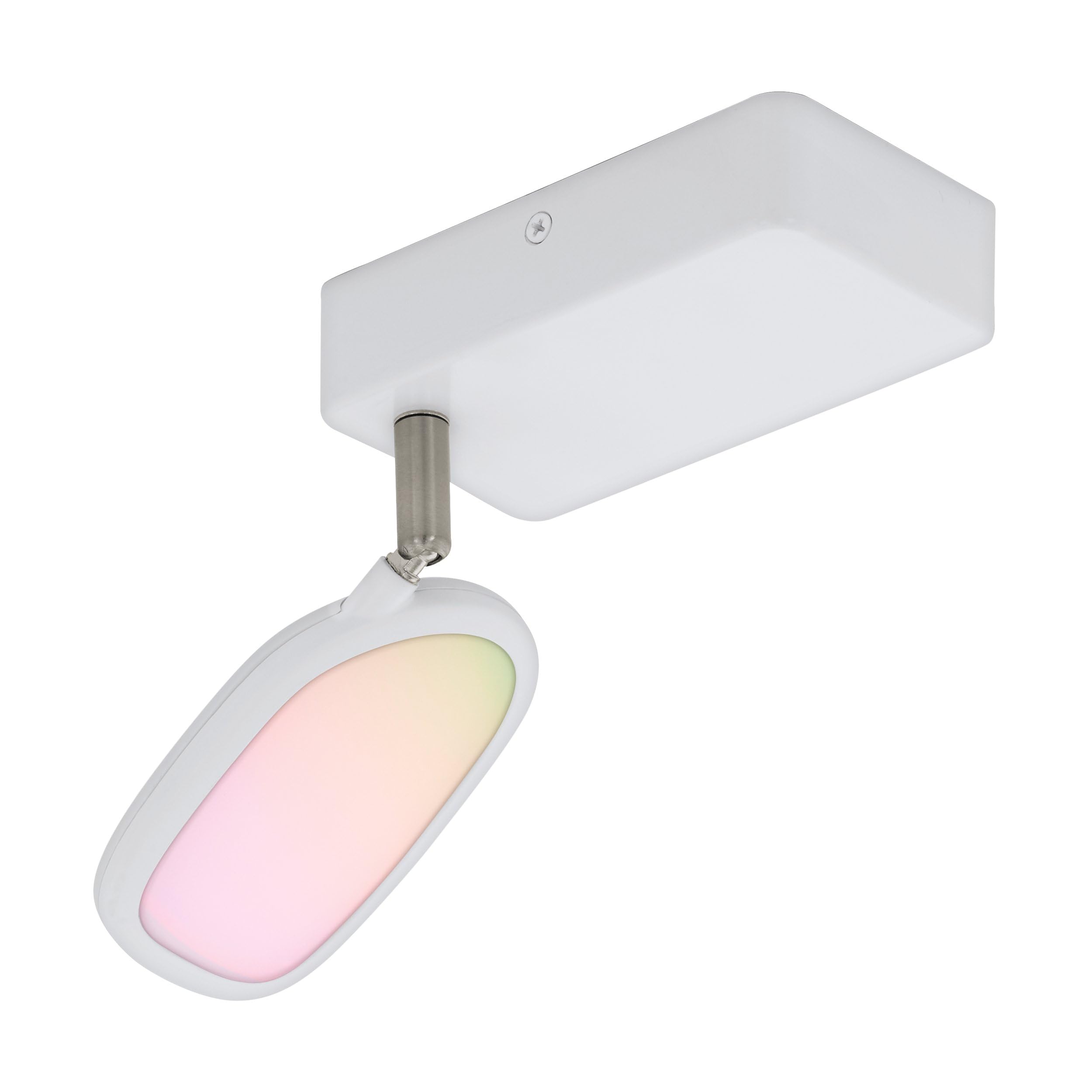 Eglo Connect LED Wall Light Palombare-C, 1-Flame Smart Home Ceiling Lamp in Metal, Aluminium and White Plastic, Spotlight with RGB and Adjustable Light Colour (Warm, Neutral, Cold), Dimmable