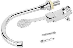 Full Set Hands-Free Foot Pedal Faucet, Foot Valve+Outlet+1m Flexible Hose+Screw, Hospital Medical Laboratory Touchless Floor 