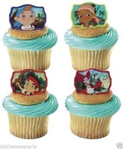 WONTTERFLY 36 CT JAKE AND THE NEVERLAND PIRATES CUPCAKE CAKE TOPPERS PARTY FAVORS RINGS