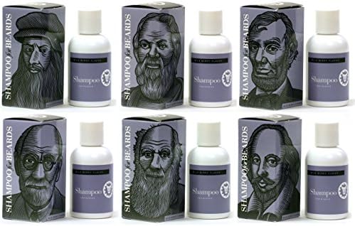 Ultra Shampoo & Wash for Beards, Notable Series Set of Six by Beardsley and Company, Wild Berry 4 oz (da Vinci, Socrates, Lincoln, Freud, Darwin, Shakespeare)