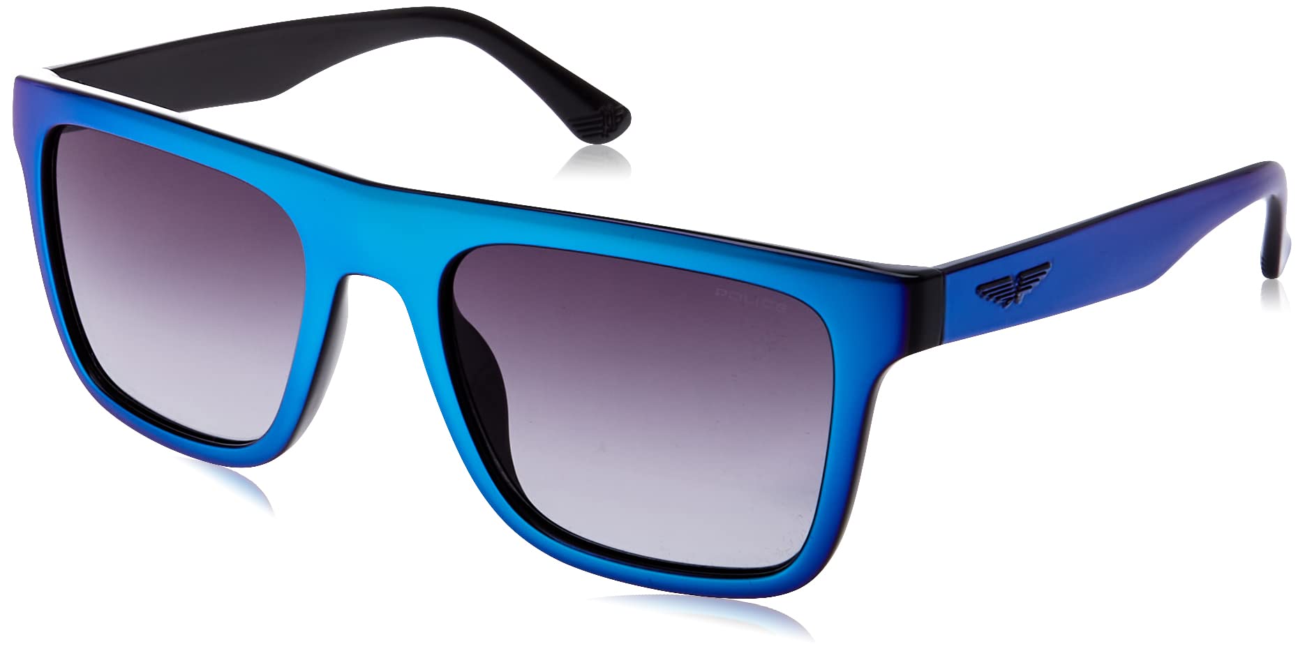 Police Men's Sunglasses, Shiny, Mirrored, Blue, One Size