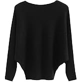 GOLDSTITCH Boat Neck Batwing Sleeves Dolman Knitted Sweaters and Pullovers Tops for Women