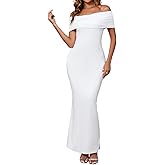 XinFSh Women's Elegant Off The Shoulder Long Bodycon Dress Sleeveless Maxi Formal Wedding Guset Party Dresses