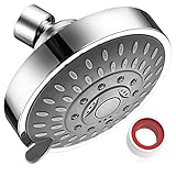 Shower Head High Pressure 4 Inch Showerhead 5-setting Adjustable Shower Head, Rain Shower Head 2.5 gpm Showerhead Flow Restrictor High Flow Shower Heads Bathroom Powerful Shower Head Water Saving
