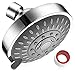 Shower Head High Pressure 4 Inch Showerhead 5-setting Adjustable Shower Head, Rain Shower Head 2.5 gpm Showerhead Flow Restrictor High Flow Shower Heads Bathroom Powerful Shower Head Water Saving