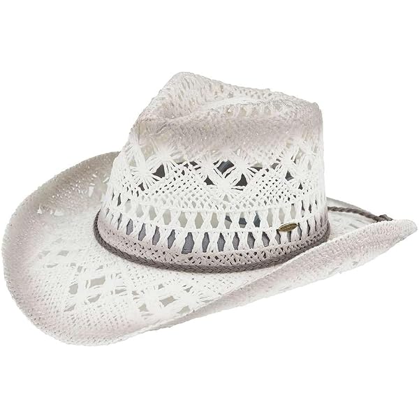 Vamuss Straw Cowboy Hat W/Vegan Leather Band & Beads  display picture 1