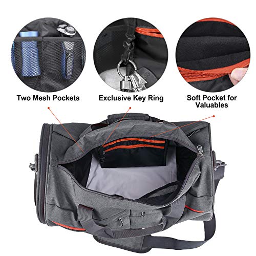 CANWAY-Faltbare-Sporttasche-Faltbare-Reisetasche-mit-dem-schmutzigen-Fach-und-Schuhfach-Leichtgewicht-45L-fuer-Maenner-und-Frauen