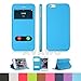 iPhone 6 6S Case, AVAWO Creative Smart Window View Touch Front Flip Cover Ultra Thin Folio Case for iPhone 6 6S 4.7" (Cyan)