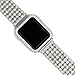 Rhinestones Bands with Diamond Face Cover for Women Men, Falandi Bling Stainless Steel Replacement Wristband for Apple Watch Series 3, Series 2, Series 1, iWatch Nike+ Sport Edition (Silver, 38mm)