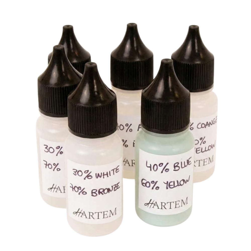 Hartem - Empty Acrylic Paint Mixing Bottles | Pack of 6 Plastic Jars with Customizable Labels | Mixing Containers for Modelling and Miniature Colours | 12ml