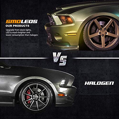 RUXIFEY Front LED Side Marker Lights Smoked Lens Compatible with 2010-2014 Ford Mustang Amber - Pack of 2