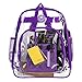 Bagail Clear Backpack Heavy Duty See Through Transparent Daypack Student School Bookbag(Purple)