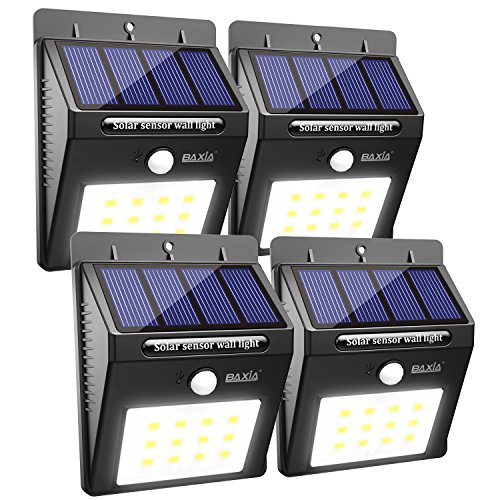 BAXIA TECHNOLOGY Solar Lights Outdoor, Wireless Waterproof Solar Motion Sensor Security Light for Garden,Yard,Fence,Pathyway,Outside Wall[12 Leds,4 Packs]