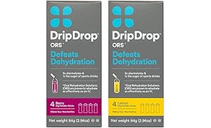 DripDrop ORS Electrolyte Hydration Powder Sticks, Lemon/Berry Variety Pack, 21g, 8 Count