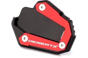 Modeer For Ducati Desert X 2022-2023 Motorcycle CNC Support Extension Plate Kickstand Side Stand Pad desertx Desert-X Accessories (black-red)