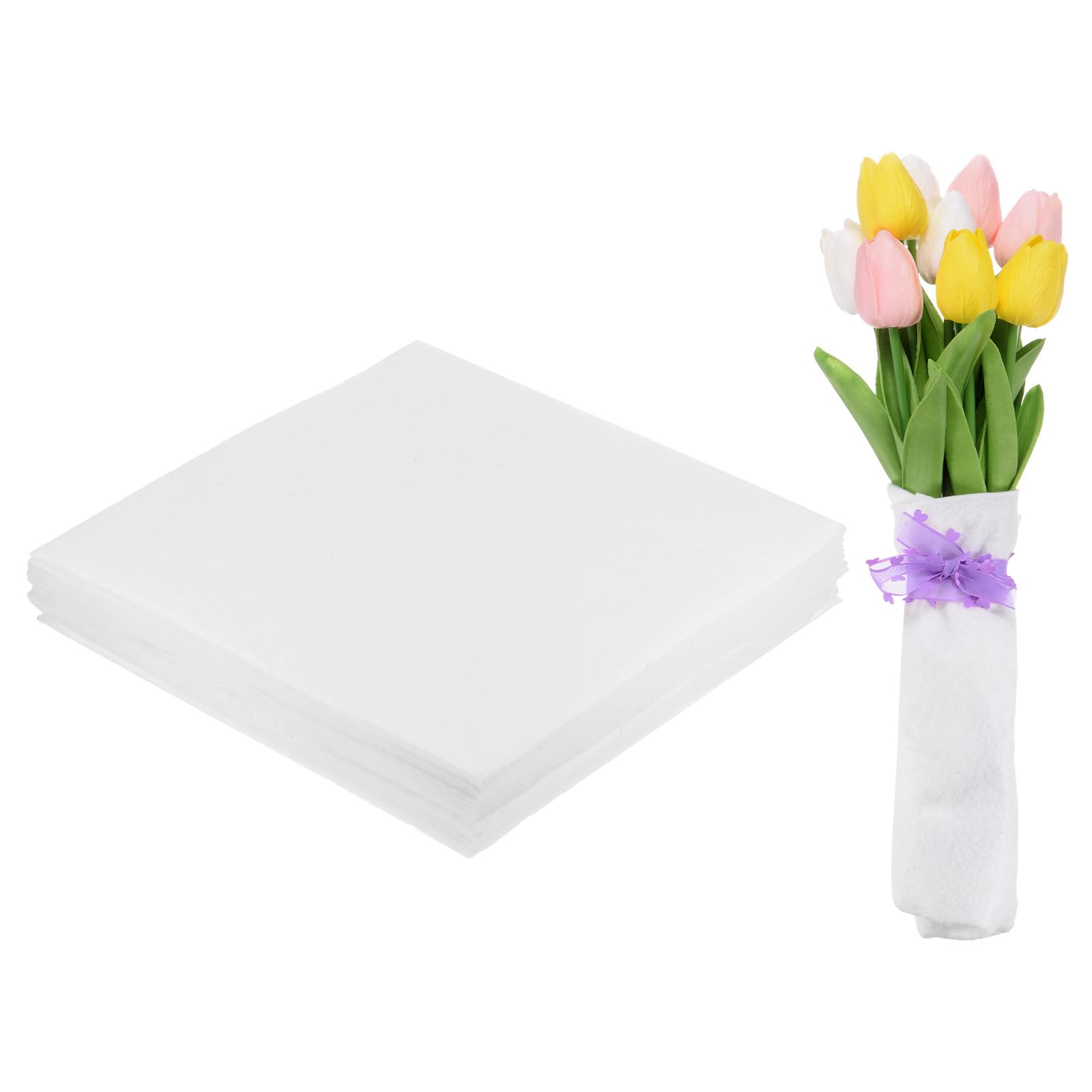 M METERXITY 20-Pack Flower Water Absorbent Cotton, 11.8x11.8 Inch/ 30x30cm Fresh Flower Water Retainer Cotton for Florist Supplies, Flower Water Tube Replacement [White]