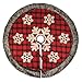 Aiduy Christmas Tree Skirt, 48 Inch Large Buffalo Plaid Christmas Tree Skirt, Rustic Burlap Xmas Tree Skirt with Thick Faux Fur Snowflake