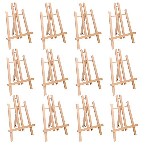 11" Tall Tabletop Easel - ATWORTH Small Wood Easel Painting Display Easel, Pack of 12