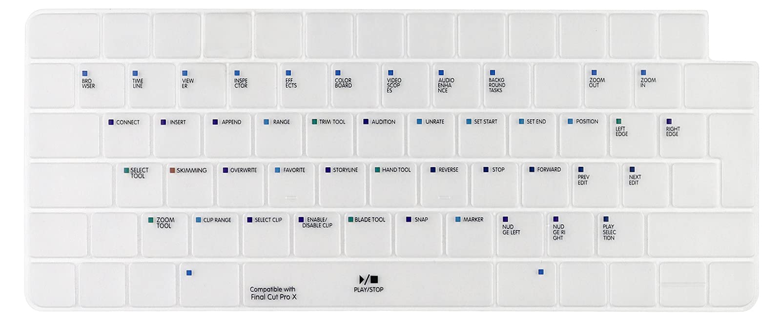 MMDW Final Cut Pro X Shortcuts Hotkey Keyboard Cover Skin for 2021 Latest Magic 24 inch keyboard with Touch ID Model:A2449 and Wireless Magic Keyboard Model:A2450.UK version
