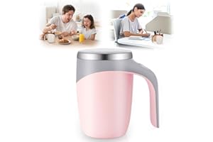 BAUFIX Automatic Magnetic Stirring Coffee Mug, 2024 New Self Stirring Mug Magnetic Coffee Stirrer Mug for Milk,Stainless Steel Self Mixing Coffee Cup with Lid for Coffee, Cocoa (1, Pink)