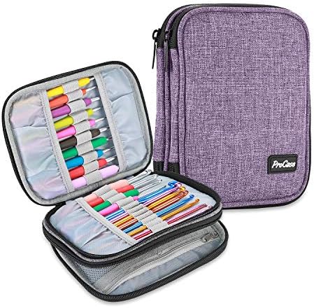 Procase 裁縫箱 かぎ針収納 編み物 ケース 携帯用 格安saleスタート バッグのみ パープル 裁縫バッグ
