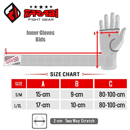 Farabi Kids Hybrid Boxing Inner Gloves Punching Boxing MMA Muay Thai Gym Workout hand wraps Gel inner gloves fingerless gloves bandages mitts hand protector. (Junior, Pink)
