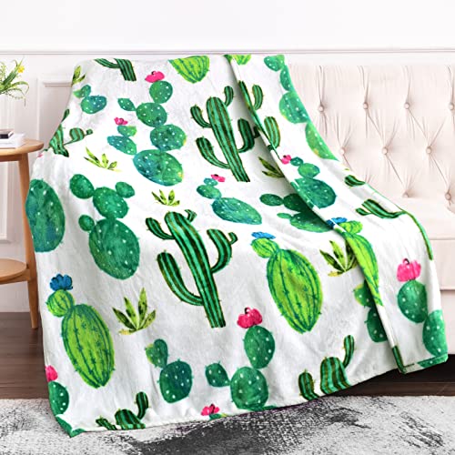 Jekeno Cactus Gifts Blanket, Double Sided Print Cactus Decor Blankets