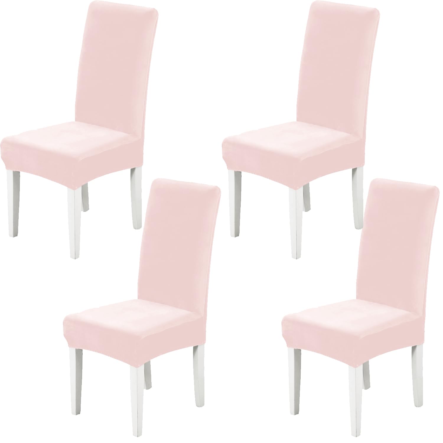 Xundefeng Soft Velvet Dining Chair Covers for Dining Room Set of 4 Pack Slipcovers Chairs Cover Stretch Slipcover, Pink