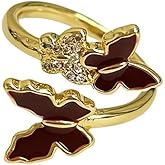 Kokoma Double Butterfly Wrap Finger Ring for Women Butterfly Statement Ring Adjustable Band Rings Promsie Engagement Eternity Rings Dainty Jewelry