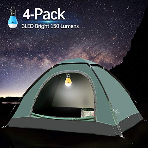 WeePro Backpacking Tent Lamp Hanging Lantern and Lights for Camping Hiking Fishing Power Outages Emergency, 4-Pack