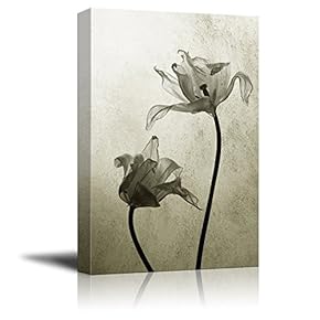 Print Transparent Tulips in Back Light on Rustic Background