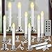 CelebrationLight 10 Pack Flameless Taper Candles with Remote/Timer & Suction Cup, Battery Operated Flickering LED Window Candles, Vintage Christmas Electric Fake Candlesticks, Silver Holder