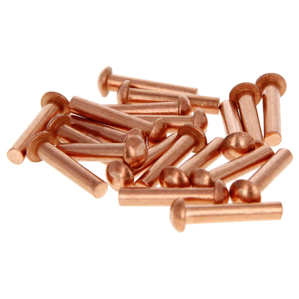 Aicosineg Solid Rivets,50Pcs M4 Round Head Copper