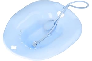 TOPINCN Sitz Bath for Toilet Seat Postpartum and Hemorrhoid Care, Universal Squat Free Toilet Bath Seat Basin with Flusher fo