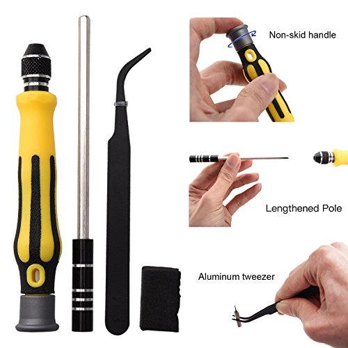 45 in 1 Precision Screwdriver Toolkit-JACKYLED Mini Compact Disassembly Repair Bits with Handle Tweezer Extension Bar Suction Cup for Laptop Computer Phone iPhone6s/7/7p/8/8p Electronic Products