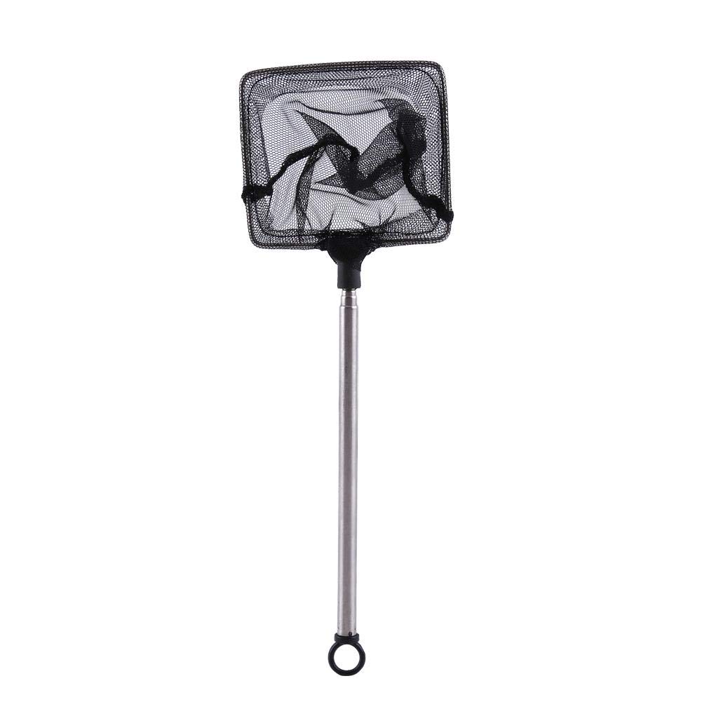 KUIDAMOS Aquarium Fish Net,Fish Tank Net with Extendable Stainless Steel Long Handle 16-44cm Fine Mesh Fish Net Small Fish Net Square,for Fish Tank