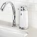 mDesign Decorative Hands Free, Touchless Automatic Hand Soap Dispenser Pump with Infrared Motion Detector Activated Sensor Light for Kitchen and Bathroom Sinks, Countertops - White/Chrome