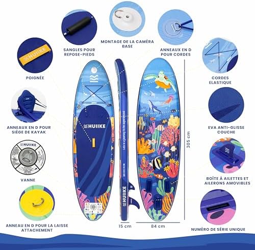 Paddle Gonflable Adulte 10' - 12' avec Accessoires Inclus