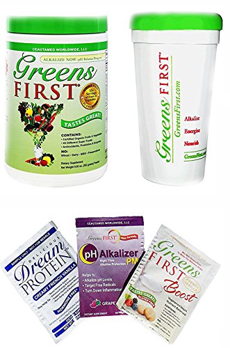 Greens First Nutrient Rich-Antioxidant SuperFood, 9.95 Oz With FREE Shaker Cup and 3 Sample Packets (Samples May Vary) Greens First Nutrient Rich-Antioxidant SuperFood, 9.95 Oz With FREE Shaker Cup and 3 Sample Packets (Samples May Vary)