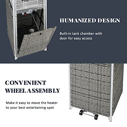 PAMAPIC Patio Heater with Cover, 42,000 BTU Pyramid Flame Outdoor Heater, Quartz Glass Tube