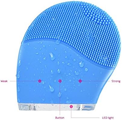Maxpretty Makeup Facial Brush Sonic Silicone Vibrating Rechargeable Electric Waterproof Cleansing for Skin Care, Polish Scrub, Anti-Aging, Acid, Peels, Reduce Acne(Blue)
