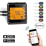 Wireless Meat Thermometer, OUTAD Digital APP Remote Controlled Cooking Food Thermometer Instant Read With 6 Probes For Grill Oven Kitchen Smoker BBQ