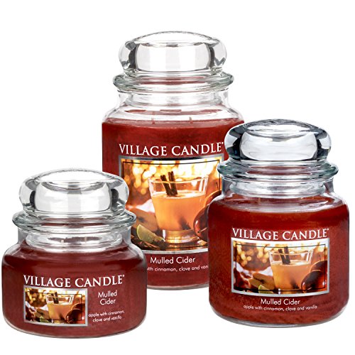 Village Candle Mulled Cider 26 oz Glass Jar Scented Candle, Large