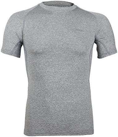 Men's Grey Cool Dry Compression Baselayer Short Sleeve T Shirts