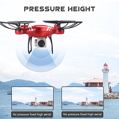 Jujuism 4CH 2.4G Remote Control Quadcopter 720P HD Camera Live Video 120Â° Wide-angle 6-Axis Gyro Systrm Headless Drone RTF One Key Return Function Red